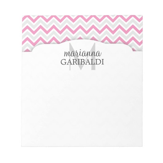Chevron Pink en Modern Personalized Notitieblok (Voorkant)