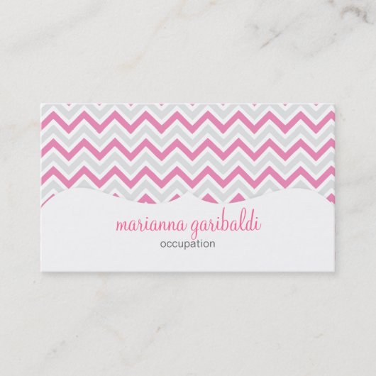 Chevron Pink en Modern Personalized Visitekaartje (Voorkant)