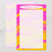 Chevron Pink en Oranje schrijfbenodigdheden voor h (Voorkant / Achterkant)