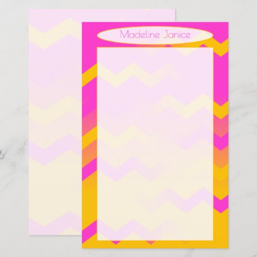 Chevron Pink en Oranje schrijfbenodigdheden voor h (Voorkant / Achterkant)