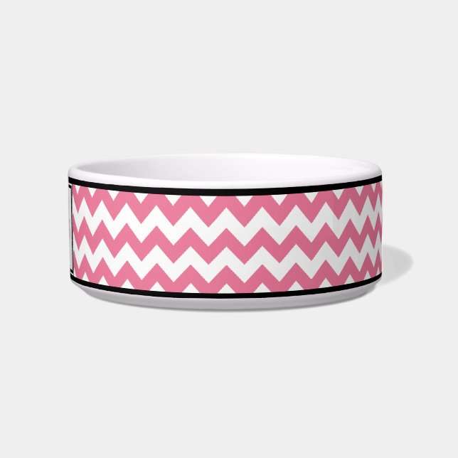 Chevron Pink - Gepersonaliseerd kattenhuis Voerbakje (Rechts)