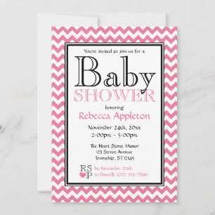 Chevron Pink & White Baby Shower-uitnodigingen Kaart