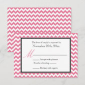 Chevron Pink & White RSVP Reply Kaarten Kaartje (Voorkant / Achterkant)