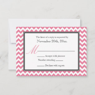 Chevron Pink & White RSVP Reply Kaarten Kaartje