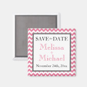 Chevron Pink & White Save the Date magnet (Voorkant / Achterkant)