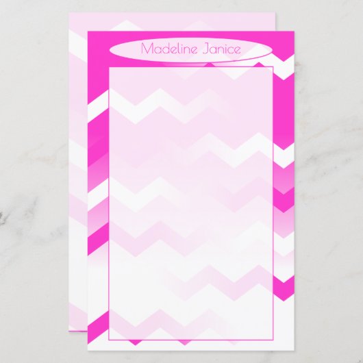 Chevron Pink & White Stationery voor handschrift (Voorkant / Achterkant)