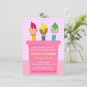 Chevron Polka Dots schilderende kunstpartij Birthd Kaart (Staand voorkant)