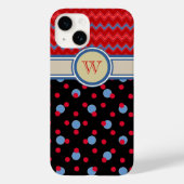 Chevron & polkadots patroon girly monogram Case-Mate iPhone case (Achterkant)