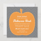 Chevron pompoen Halloween Party Invite Kaart (Voorkant)