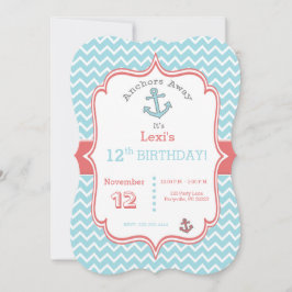 Chevron print Anker verjaardagsuitnodiging Kaart