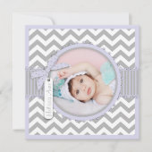Chevron Print Baptism Invitation Photo Card SQ-LV Kaart (Voorkant)