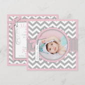 Chevron Print Baptism Invitation Photo Card SQ-PK Kaart (Voorkant / Achterkant)