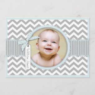 Chevron Print Birth Announding Fotokaart A7-BL Aankondiging