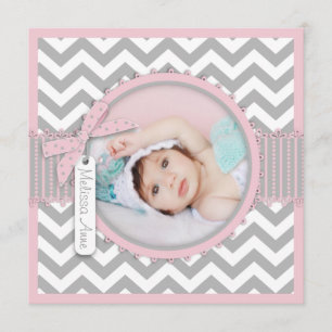 Chevron Print Birth Announding Fotokaart SQ-PK Aankondiging