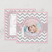 Chevron Print Birth Announding Fotokaart SQ-PK Aankondiging (Voorkant / Achterkant)