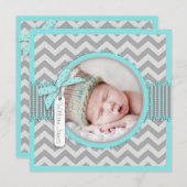 Chevron Print Birth kondiging Fotokaart SQ-AQ Aankondiging (Voorkant / Achterkant)