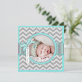 Chevron Print Birth kondiging Fotokaart SQ-AQ Aankondiging (Staand voorkant)