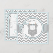 Chevron Print & Bow Stropdas Baptism Invitation SQ Kaart (Voorkant / Achterkant)