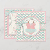 Chevron Print en Tutu Baptism Invitation Kaart (Voorkant / Achterkant)