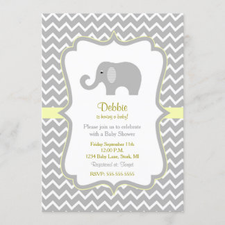 Chevron print olifant baby shower uitnodiging