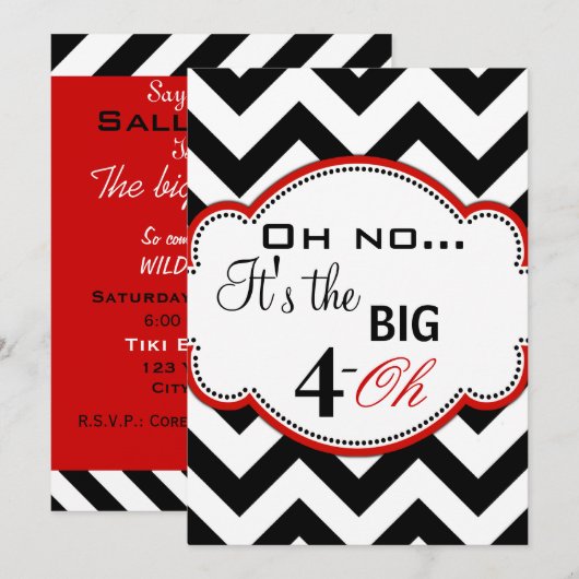 Chevron print over the Hill 40th Birthday Invites Kaart (Voorkant / Achterkant)