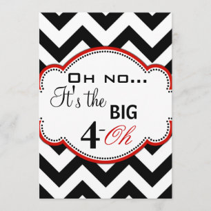 Chevron print over the Hill 40th Birthday Invites Kaart
