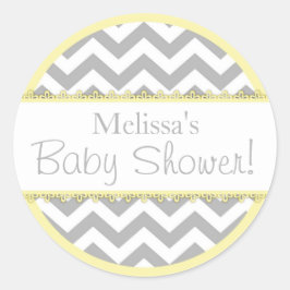 Chevron Print & Yellow Contrast-Baby shower Ronde Sticker