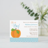Chevron Pumpkin Herfst Boy Baby shower Kaart (Staand voorkant)