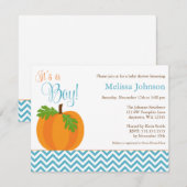 Chevron Pumpkin Herfst Boy Baby shower Kaart (Voorkant / Achterkant)