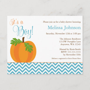 Chevron Pumpkin Herfst Boy Baby shower Kaart