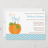 Chevron Pumpkin Herfst Boy Baby shower Uitnodiging (Voorkant)