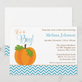 Chevron Pumpkin Herfst Boy Baby shower Uitnodiging (Voorkant / Achterkant)