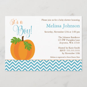 Chevron Pumpkin Herfst Boy Baby shower Uitnodiging