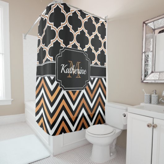 Chevron & Quatrefoil Douchegordijn (In situ)