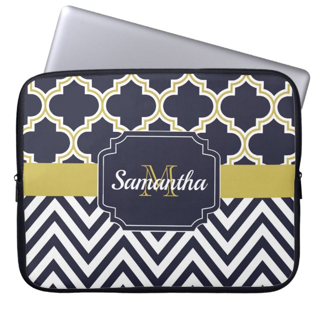 Chevron & Quatrefoil Laptop Sleeve (Voorkant)