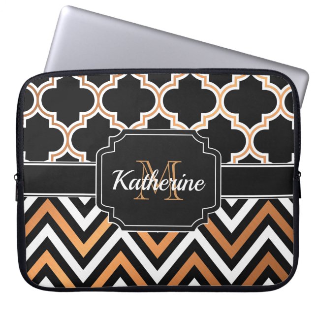 Chevron & Quatrefoil Laptop Sleeve (Voorkant)