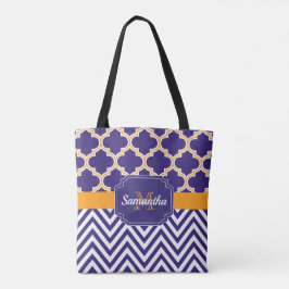 Chevron & Quatrefoil Tote Bag