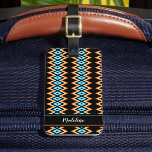 Chevron Radical Vibrant Summer & Custom Name Bagagelabel