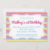 Chevron Rainbow Birthday Uitnodiging (Voorkant)
