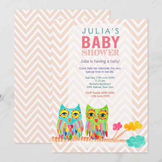 Chevron Rainbow - Eigenaren van bomen in het Baby Kaart (Voorkant / Achterkant)