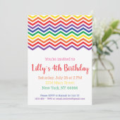 Chevron Rainbow Party Invitation, Rainbow Birthday Kaart (Staand voorkant)