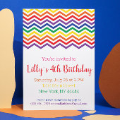 Chevron Rainbow Party Invitation, Rainbow Birthday Kaart