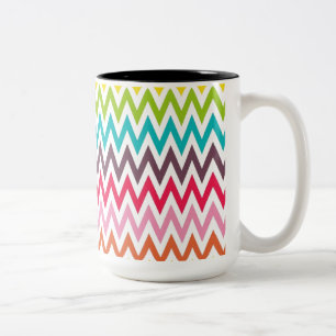 Chevron Rainbow Tweekleurige Koffiemok