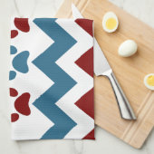 Chevron Red Blue Puppy Paw Hondenliefhebber Gifts Theedoek (Quarter Fold)