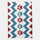 Chevron Red Blue Puppy Paw Hondenliefhebber Gifts Theedoek (Verticaal)