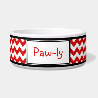 Chevron Red en White Persoonlijke hond Bowl Voerbakje