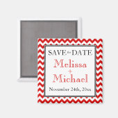 Chevron Red en White Save the Date magnet (Voorkant / Achterkant)