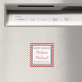 Chevron Red en White Save the Date magnet (Insitu (Vaatwasser))