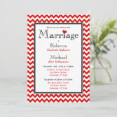 Chevron Red en White Wedding Invitations Kaart (Staand voorkant)