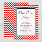 Chevron Red en White Wedding Invitations Kaart (Voorkant / Achterkant)